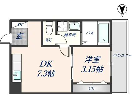 FSTYLE八尾・太田5丁目(1DK/1階)の間取り写真