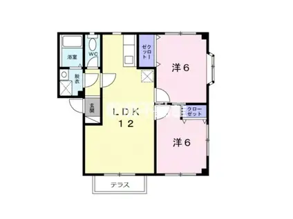 エスペランサ筑紫野(2LDK/1階)の間取り写真