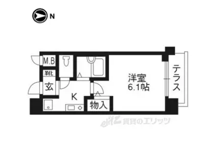 プレサンス京都四条烏丸(1K/9階)の間取り写真