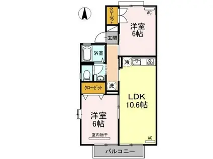 ドミール円座D棟(2LDK/1階)の間取り写真