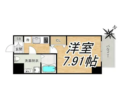 ウインズコート西梅田II(1K/6階)の間取り写真