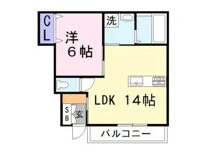 カサベルテ美乃利II(1LDK/1階)の間取り写真