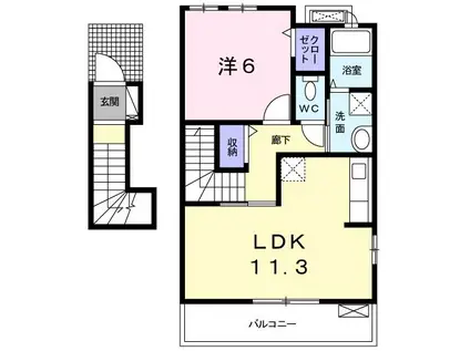 キウイ東(1LDK/2階)の間取り写真