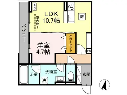 敬正会御門ホームズ(1LDK/2階)の間取り写真