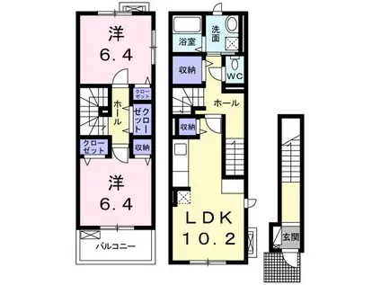 レイクサイドTERU(2LDK/2階)の間取り写真
