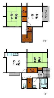 平野組メゾネット(3DK/1階)の間取り写真