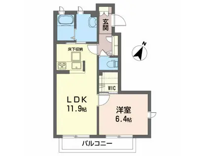 ラ・エスペランザ A(1LDK/1階)の間取り写真