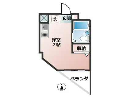アワノビル(ワンルーム/3階)の間取り写真