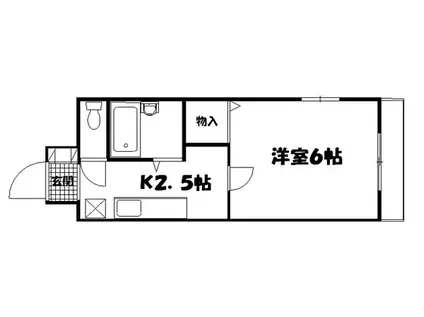 グランドール西旭町(1K/6階)の間取り写真