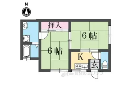 西田ハイツ(2K/1階)の間取り写真