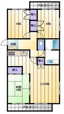 フィオーレ佐鳴台(3LDK/3階)の間取り写真