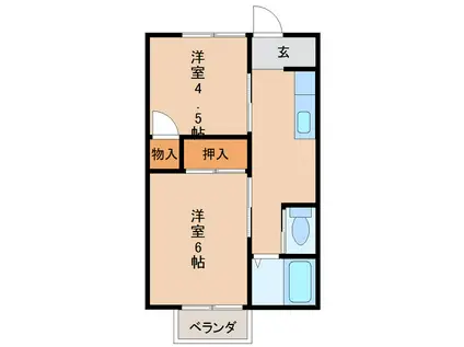 月岡サウスホームズ(2K/2階)の間取り写真