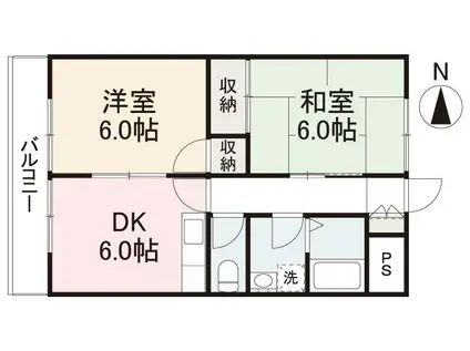 ビューハイツ(2DK/2階)の間取り写真