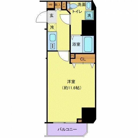ジェノヴィア渋谷笹塚スカイガーデン(1K/11階)の間取り写真