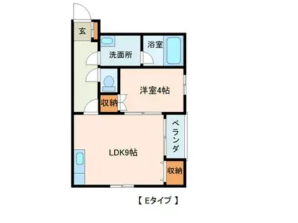 富山地鉄本線 東新庄駅 徒歩5分 2階建 築20年(1LDK/1階)の間取り写真