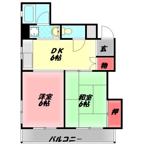 コーポ守口(2DK/2階)の間取り写真