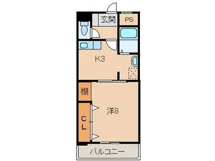 アバンセΑ(1K/3階)の間取り写真