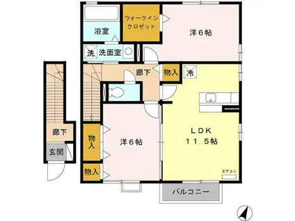 フォレストサイドFUKUCHI(2LDK/2階)の間取り写真