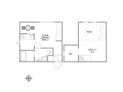 プリマ八王子壱番館(ワンルーム/2階)の間取り写真