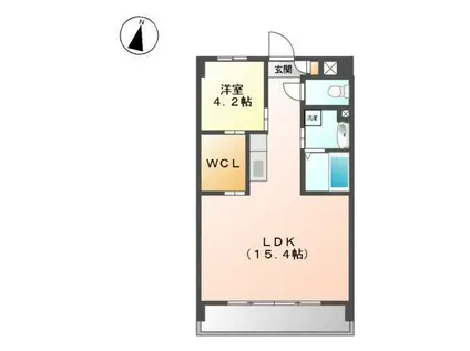 ペルル清華(1LDK/2階)の間取り写真