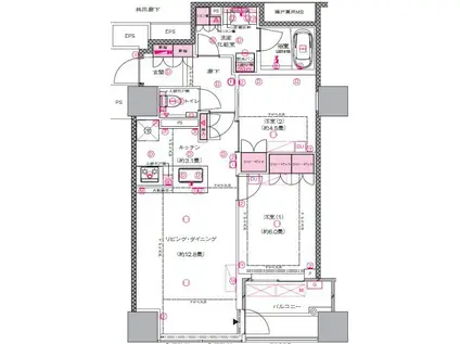 アイコニックタワー 新潟ステーション(2LDK/14階)の間取り写真