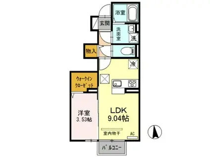 ルピナ B(1LDK/1階)の間取り写真