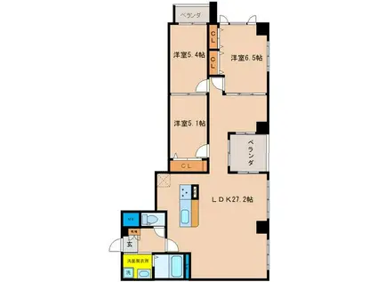 ジックス 桜(3LDK/5階)の間取り写真