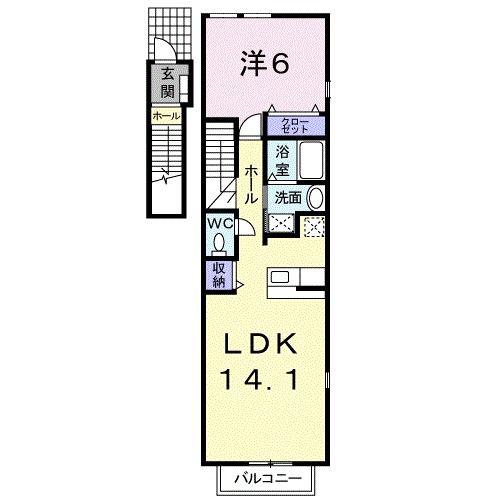 アルカンシェル(1LDK/2階)の間取り写真