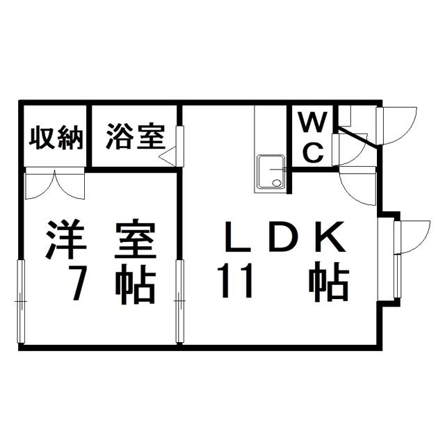 栄光文苑(1LDK/2階)の間取り写真