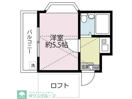 FLATーB(1K/2階)の間取り写真
