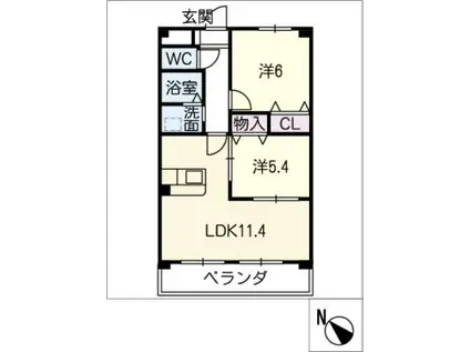 HANALEI(2LDK/2階)の間取り写真