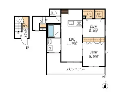 メゾン・ド・ファミーユ(2LDK/2階)の間取り写真