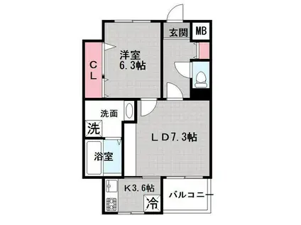 KO OLINA D(1LDK/7階)の間取り写真