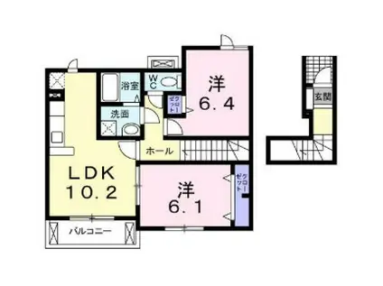 向ヶ丘 C(2LDK/2階)の間取り写真