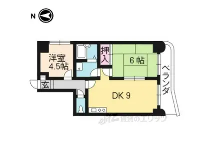 第15パールハイツからはし(2DK/3階)の間取り写真