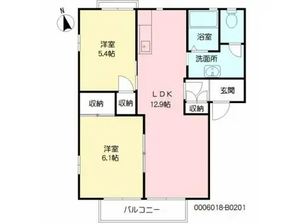 フォンテ月見ケ丘弐番館(2LDK/2階)の間取り写真