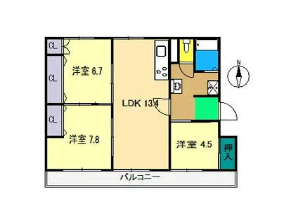 カーサ秦泉寺(3LDK/3階)の間取り写真
