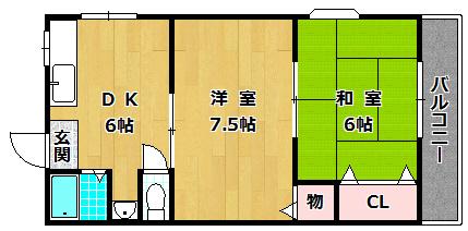 プレアール南住吉(2DK/2階)の間取り写真