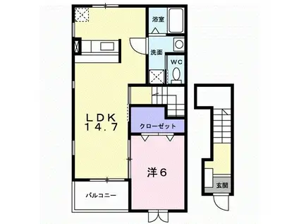 ウインド・ヒルII(1LDK/2階)の間取り写真