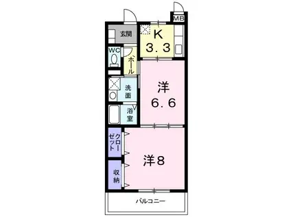 プリムローズ(2K/3階)の間取り写真