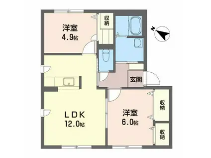 ストウハイツII C(2LDK/1階)の間取り写真