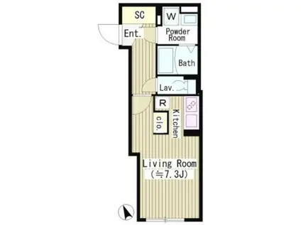 ルオーレ恵比寿(1K/1階)の間取り写真