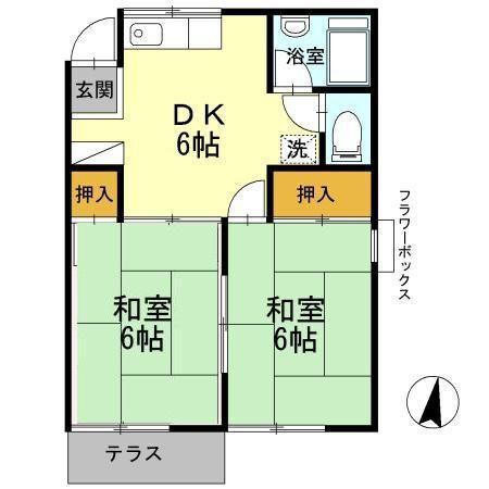 キャピタル高松台(2DK/2階)の間取り写真