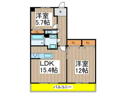 スペリアシティ名南アネックスV(2LDK/14階)の間取り写真