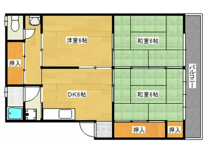 下田アパート(3DK/2階)の間取り写真