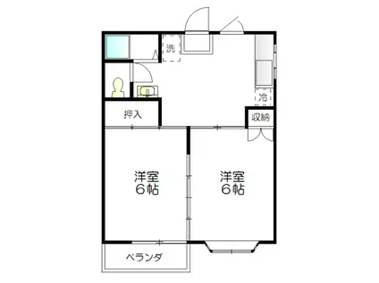 Kフラット(2DK/1階)の間取り写真