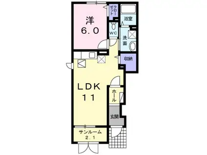 グランメゾン・遠野 2020(1LDK/1階)の間取り写真