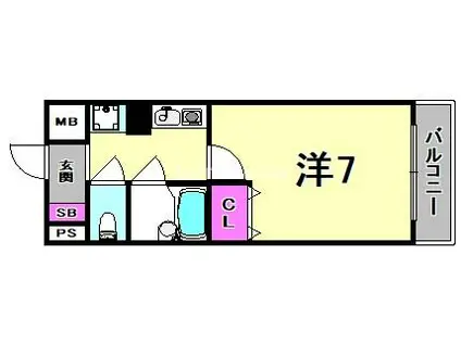 サンパティーク南塚口(1K/2階)の間取り写真