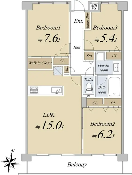 グランドベイス世田谷ガーデン 3階階 間取り