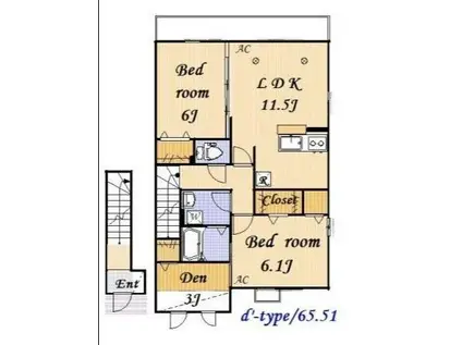 カーサアベリア(2SLDK/2階)の間取り写真